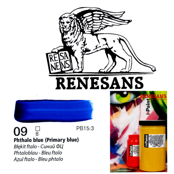 Acrylic Color 500ML I-PAINT RENESANS - 09 PHTHALO BLUE (PRIMARY BLUE)